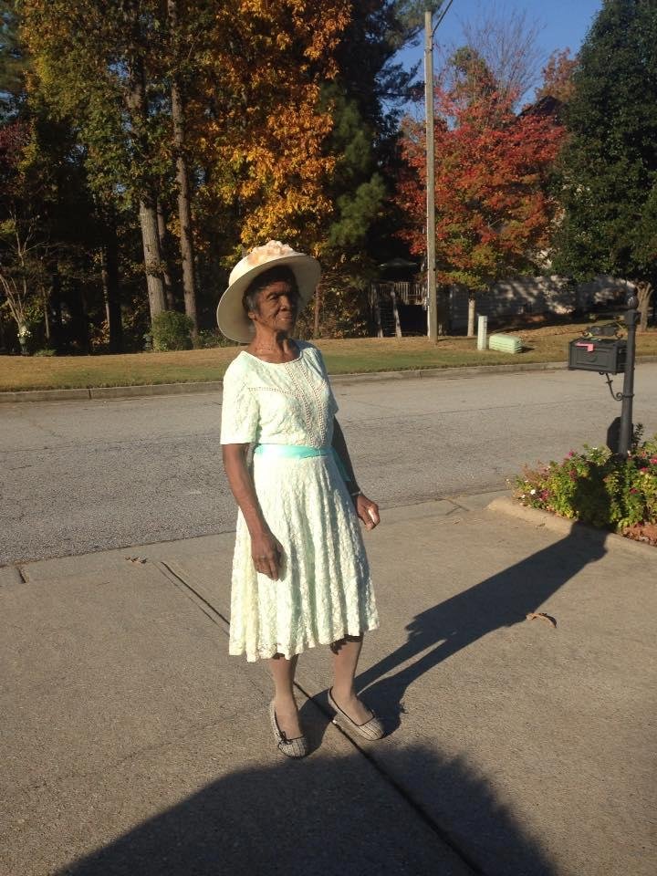 My sweet mother on her way to church.  Happy Sabbath Mama😀