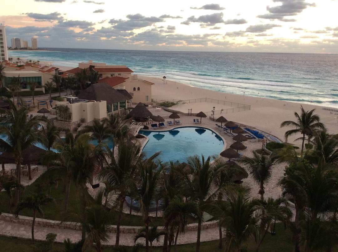 Beautiful view from our balcony in Cancun