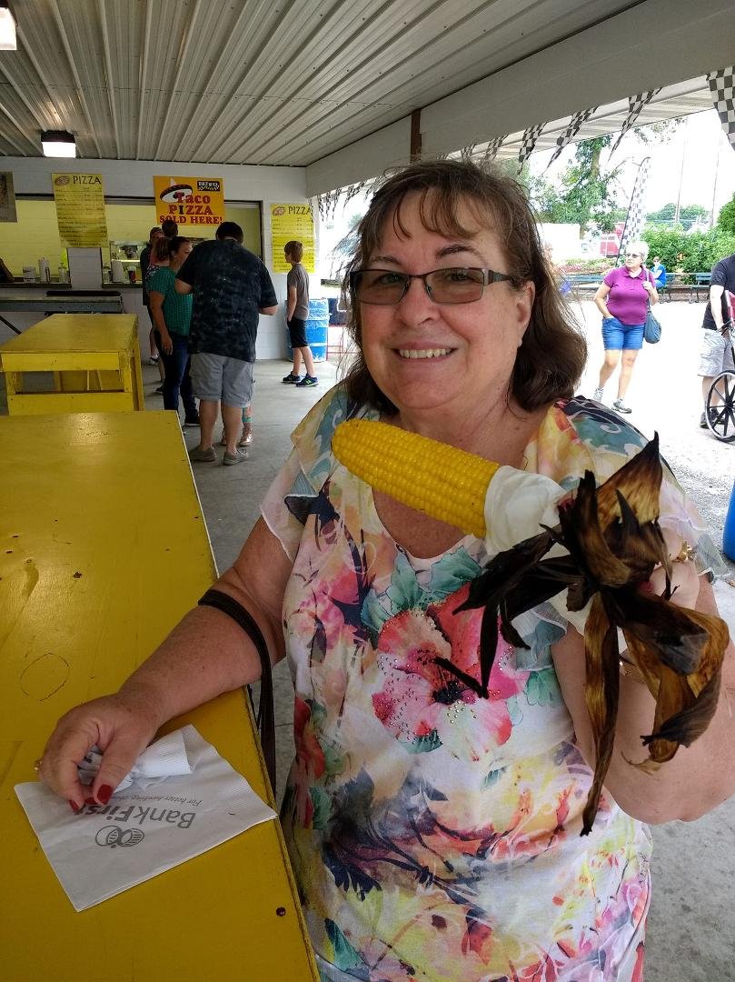 Safely in Wisconsin eating corn at the fair.