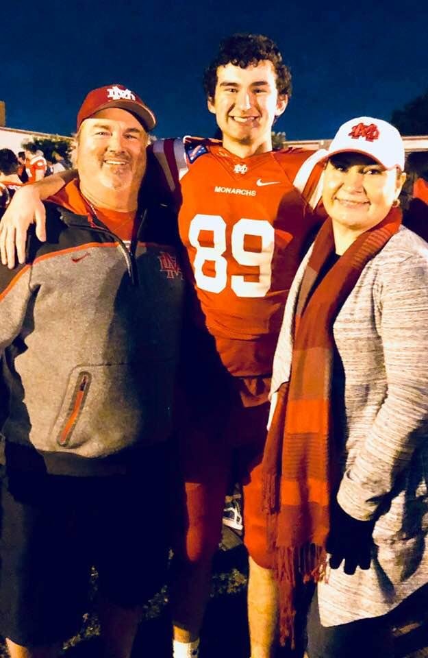 Celebrating the victory over St John Bosco in the CIF Southern Section Championship 49-24 with my son Kale...
