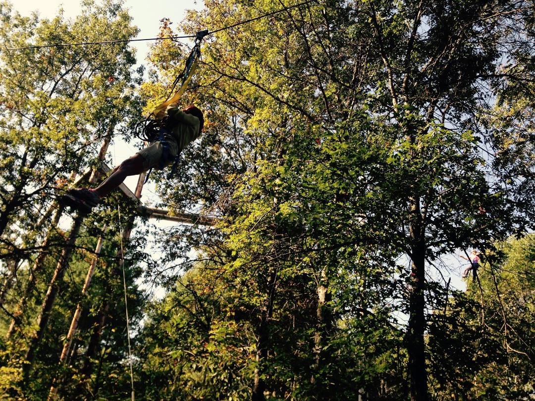The tree ropes at Lanesboro. Glow retreat group.