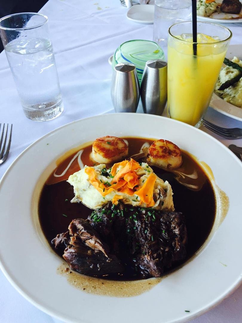 My dinner short ribs (that you can eat with a spoon) and scallops. Happy Mothers Day!