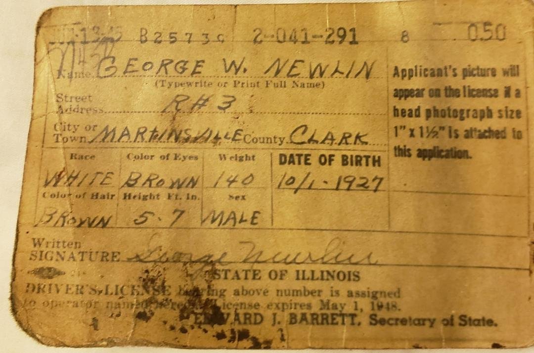 Cleaning out my late parent's abode finally. Lots of interesting finds. 30+ packets diff brands of superglue for instance. But here is my dads 1st drivers license from July 45. He'd just graduated from High School and gett