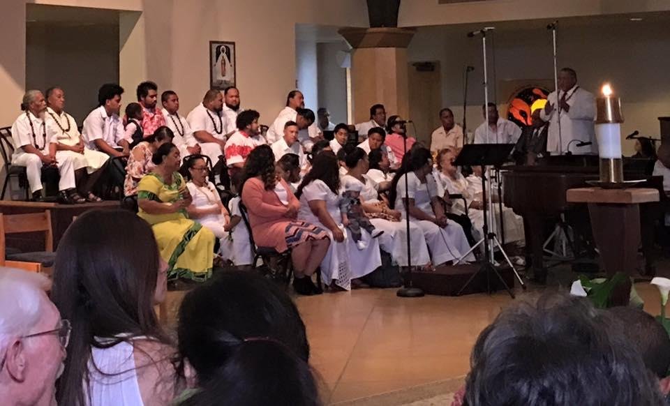 Large Samoan population at Mission whose choir sang st 9 am Easter Sunday Mass. in traditional Samoan attire, they were so great at their harmonies and had very powerful voices. Never seen them before, what a treat���
