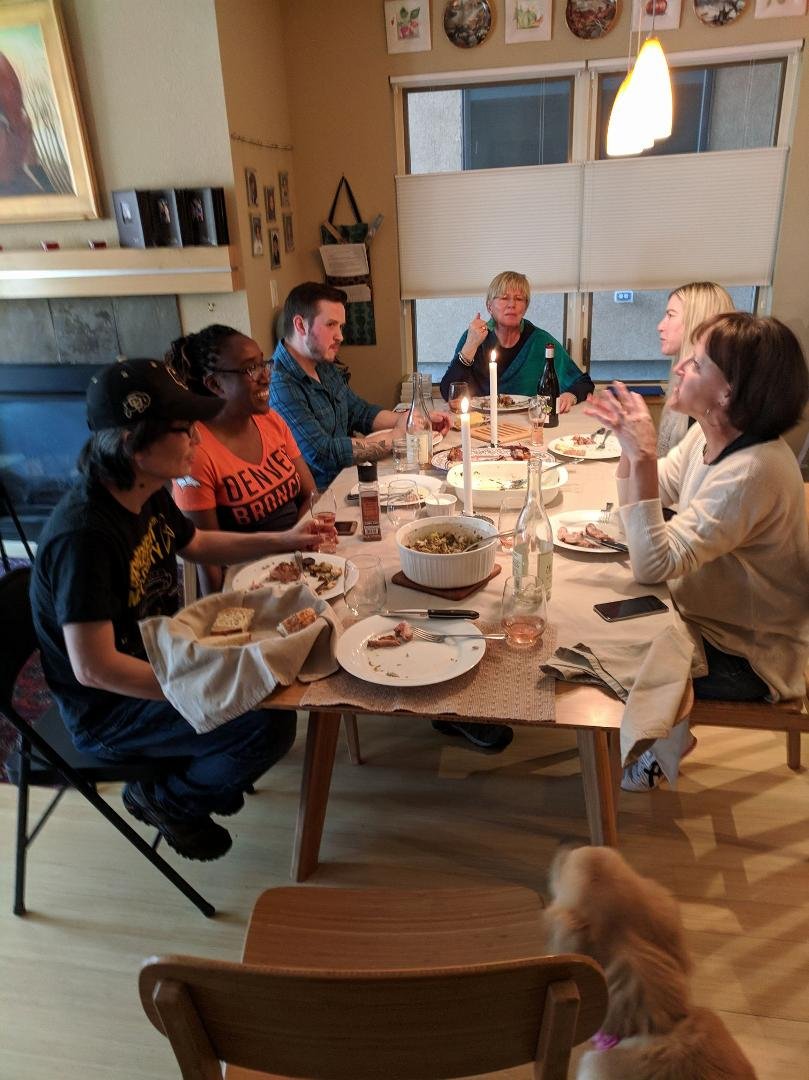 Easter dinner with friends and family
Two different porchetta recipes, wild rice casserole, asparagus, Dutch oven bread.