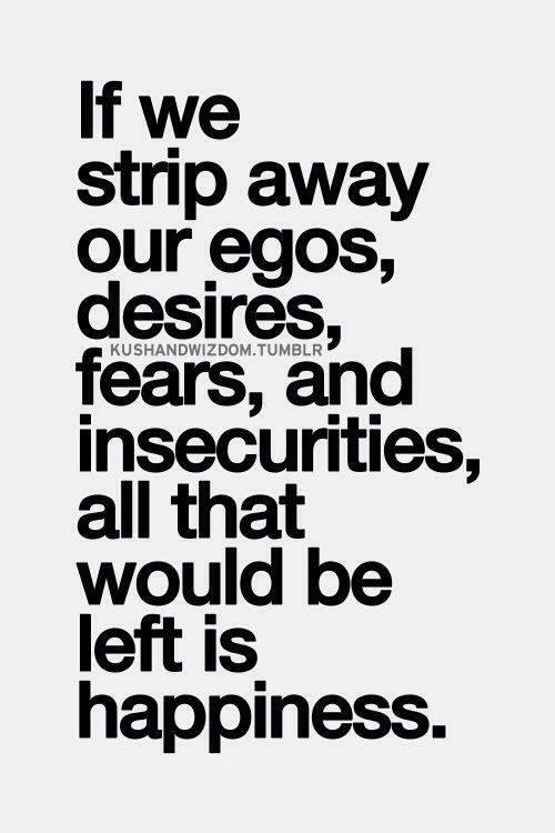 "If we strip away our egos, desires, fears, and insecurities, all that would be left is happiness."