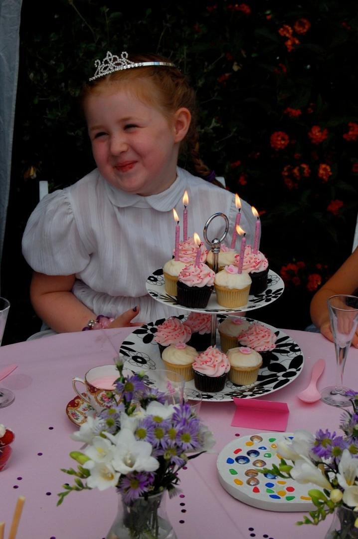 Sasha, age 5, 2nd youngest grandchild, wearing her mother's dress from 1980