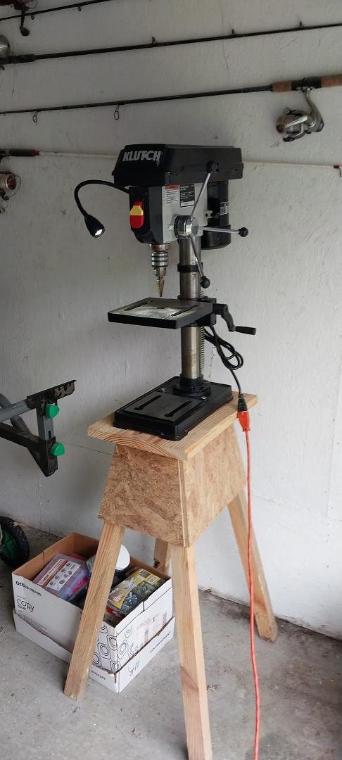 I got a deal on this drill press and rickety table for $100. Still searching for a 12-13 inch planer and a jointer if anyone is selling them. Working on getting my shop complete. Hopefully just a couple of more months. Need