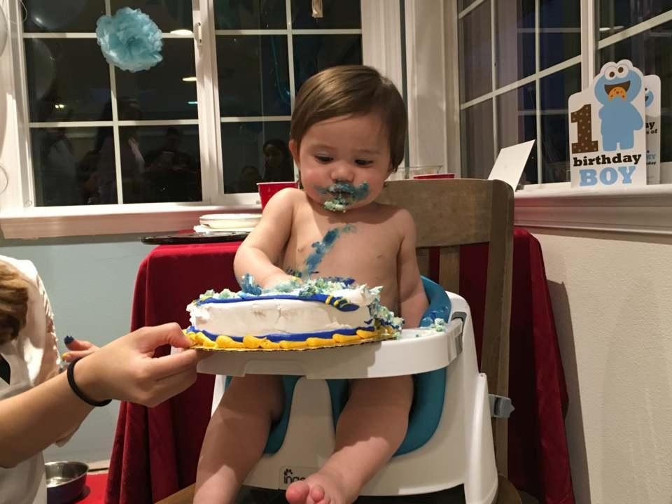 Elijah eating his birthday cake. 3/13/18.