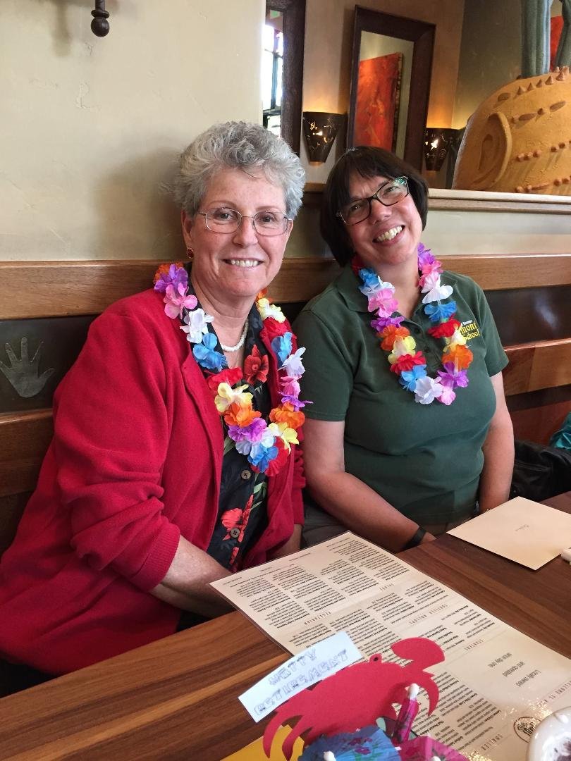 Having fun at the retirement party