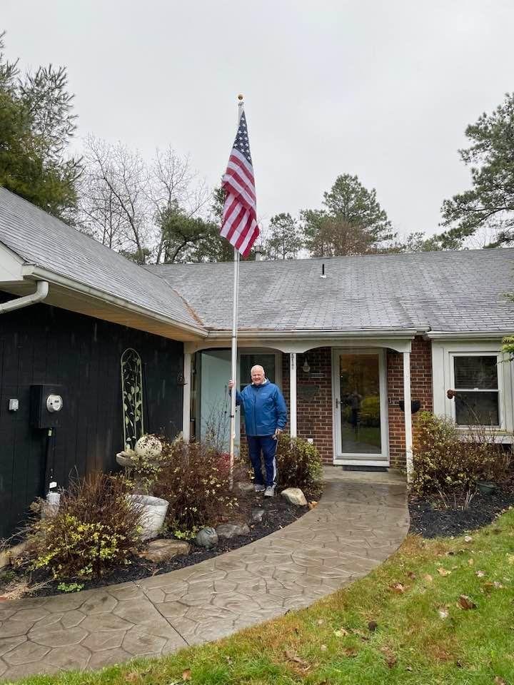(Son) Gary came over to complete the installation of the flagpole. Really appreciate your help Gar! LOOKS GREAT!