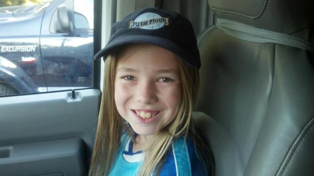 Hailey wearing my Blue Moon cap.