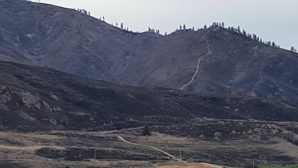 Lake Chelan, Wa. The hills black from the fires