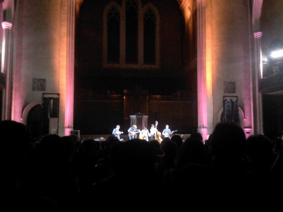 Dave Rawlings Machine at Immanuel Presbyterian in LA last night. I know the band is small, but you can see how big the venue is. On the left is none other than John Paul Jones (formerly of that little 70s band Led Zeppelin)