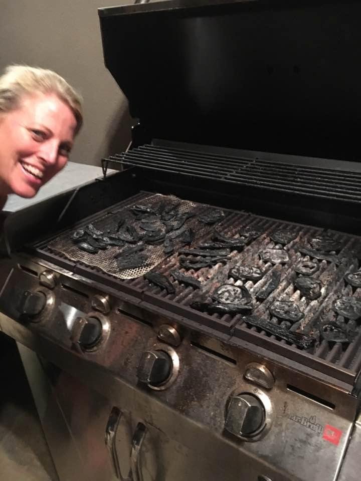 Judy Bond didn't do so hot on the veggies but Chip did great on the pizza!!