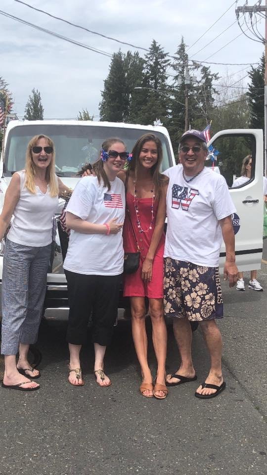 Our family photo in the middle of the 4th of July parade in Winslow