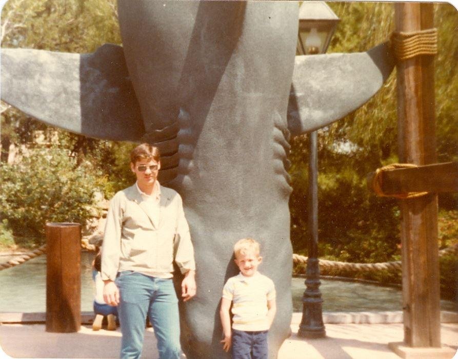 Me and Skip Coleman at universal studios in California next to the Jaws shark 1983