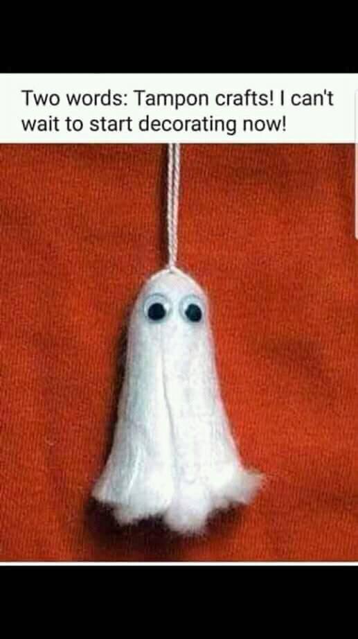 Boooooooooooo! Scary, spooky tampon ghosts! Weird but creative! LOL