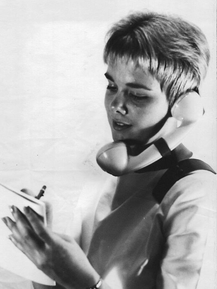 1959...I was hired to pose for this telephone shoulder rest in a magazine.