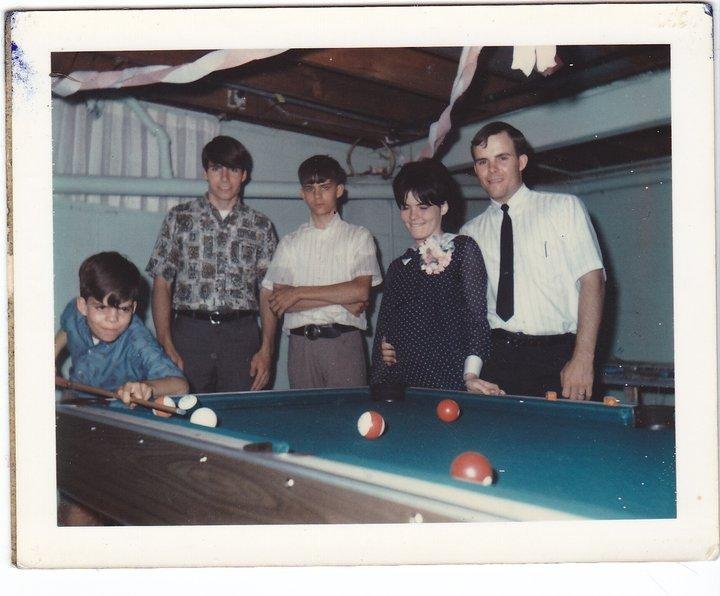 Just found another old pic....43 years ago at a party my new father-in-law Jim had for us! Jeff, Carl, and Steve look soooo young (as do we!).