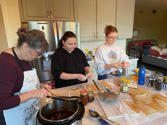 Christine, Angie and Jessica on Tamale Night!!