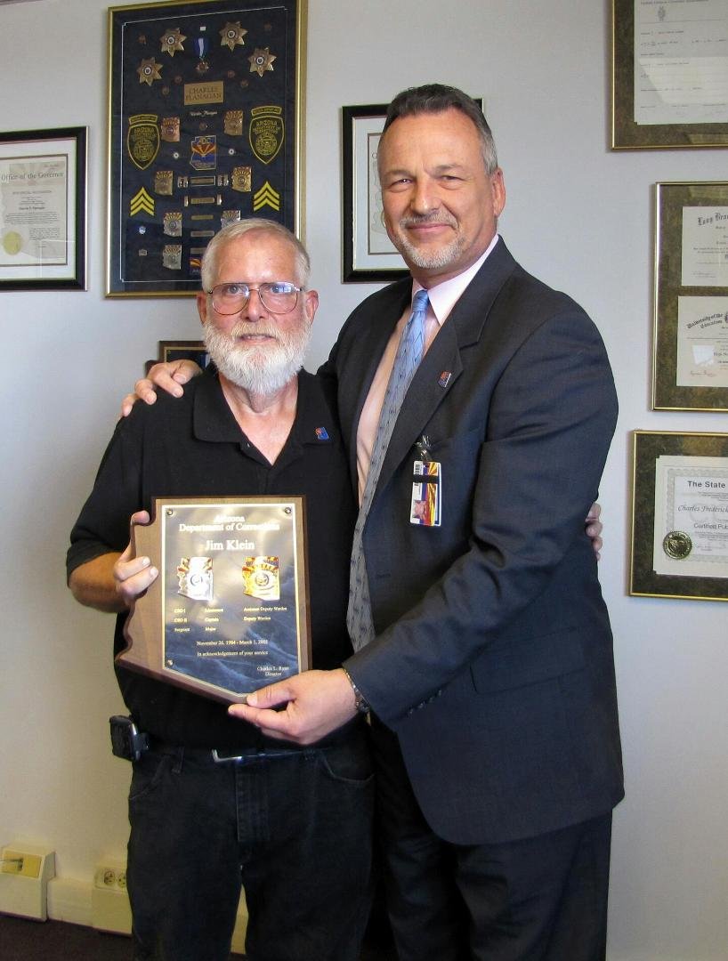 Charles Flanagan and I with my retirement plaque.