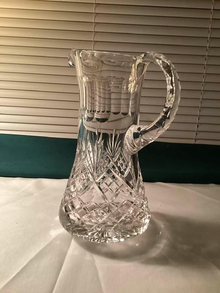 Heavy Crystal 9” Juice Pitcher. Will be in Bog on 10/2 to deliver if interested. $20