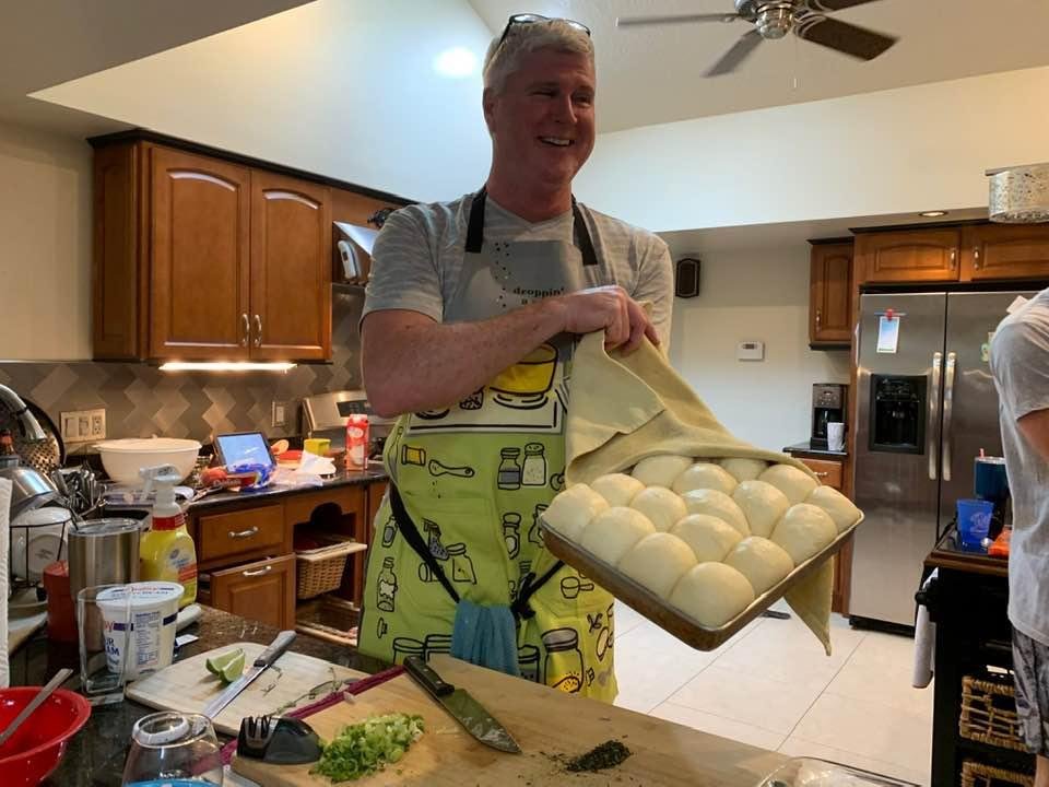 My favorite son in law is making me yeast rolls! Boy do they look good. Can’t wait.