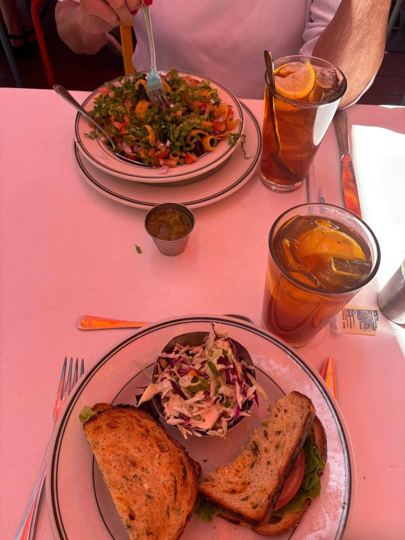 Great location, view of the Plaza. Good food. Today a BLT with avocado and a Frito Pie!