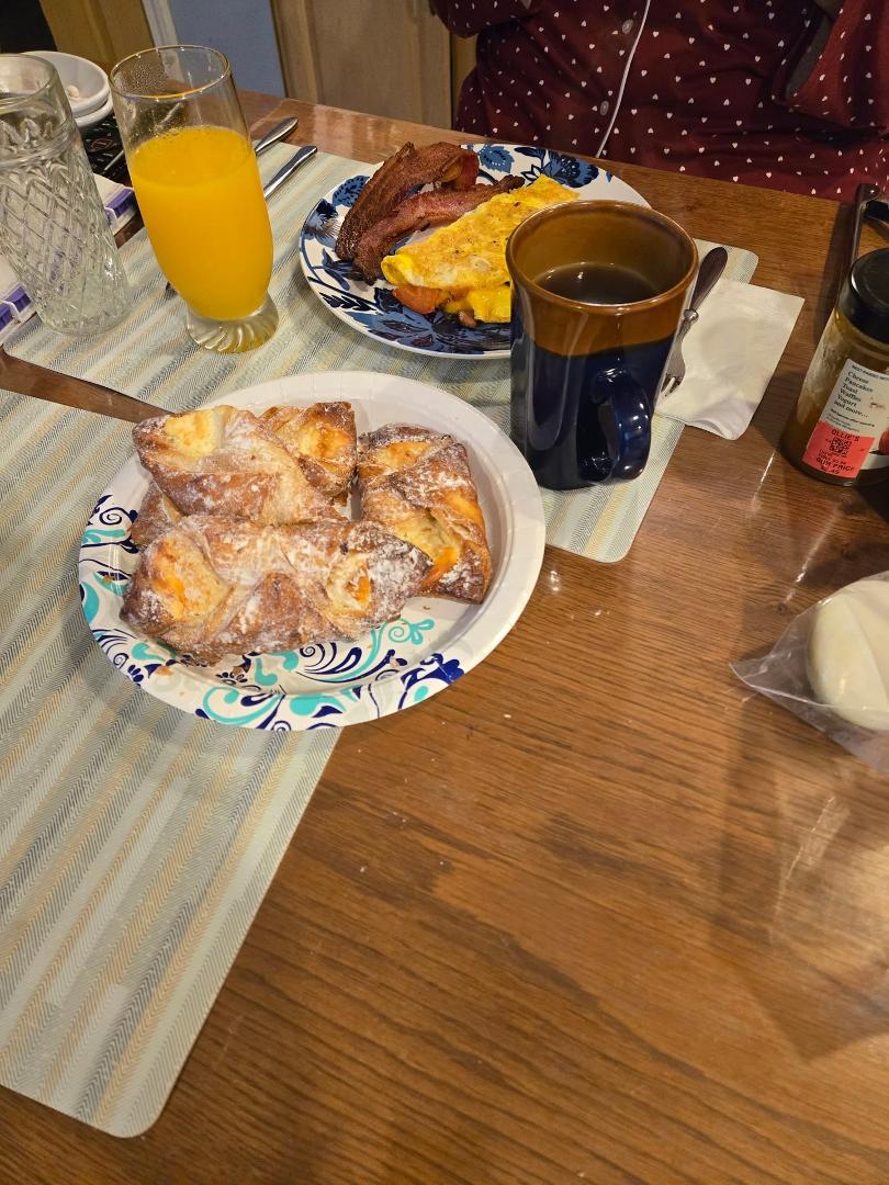 Wife was treated to a better breakfast this morning, of course FRESH SQUEEZED O.J.ETC...