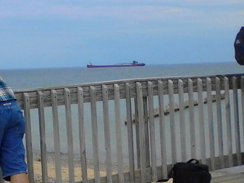 Freighter leaving Whitefish Bay going into Lake Superior