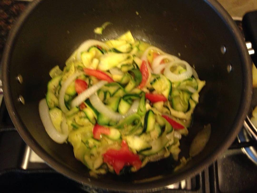 This is healthy dishes, zucchini by Loretta and new potatoes by Cymone.