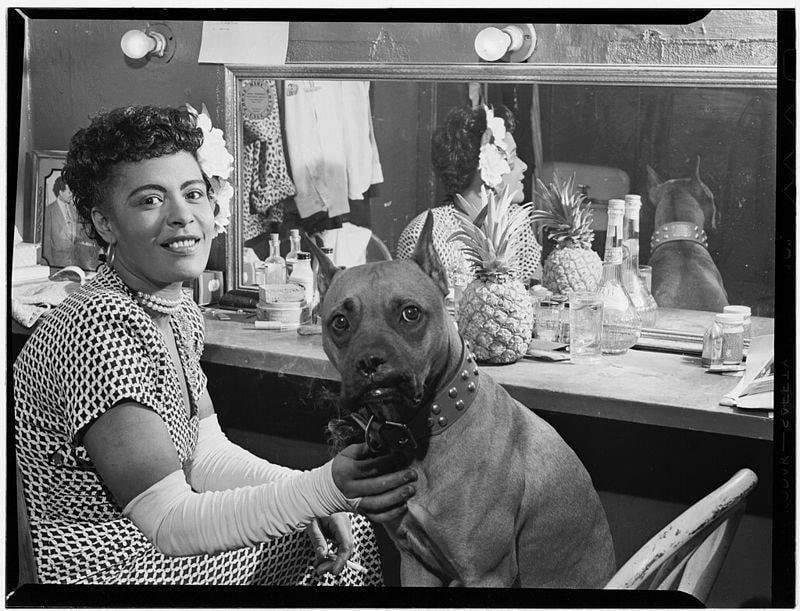 Billie Holiday and her Pit Bull Terrier, "Mister"!