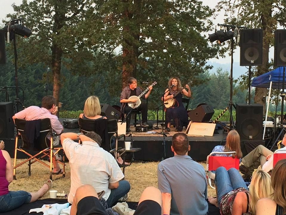 We're doing sound for Bela & Mrs Fleck at Penner ash Wine Cellars right now!