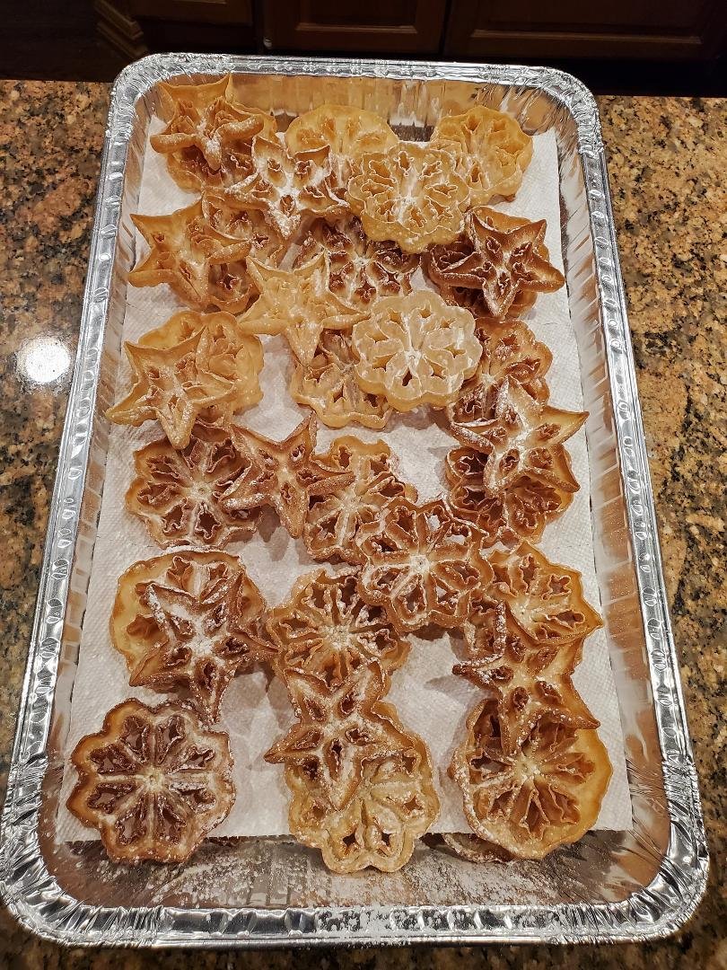 Day 3 - The infamous Rosette Cookies (otherwise known as Aunt Chris cookies) My mom made these for EVERY occasion.
After deciphering all these recipes I will be able to get a job with the CIA. Lol.