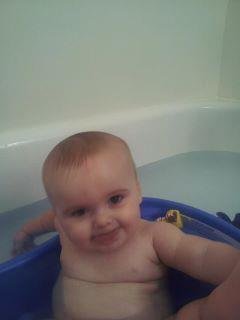 Just like his dad...so relaxed in the water