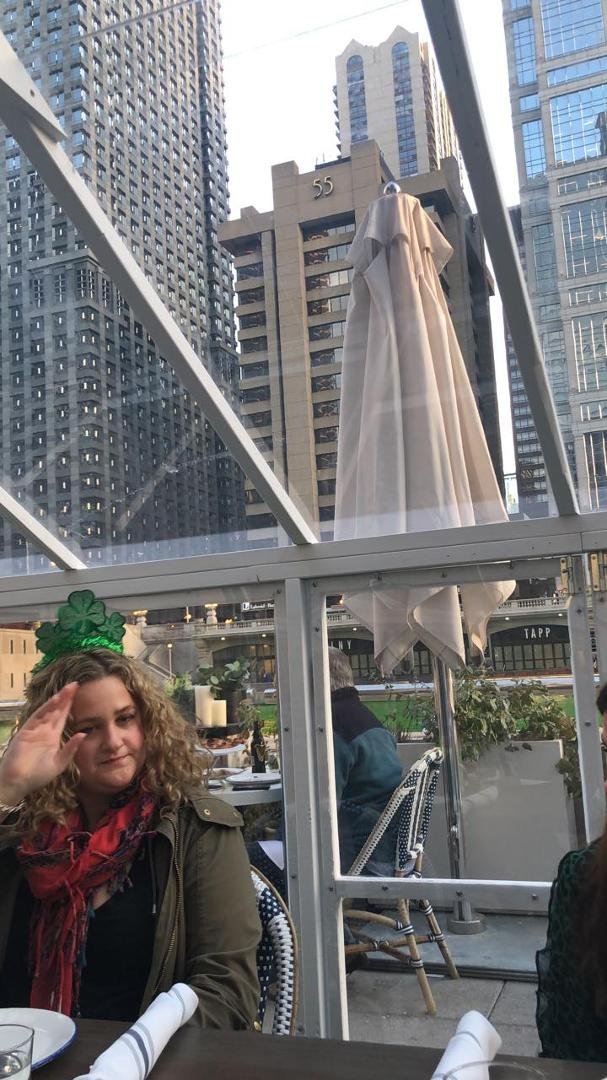 On the green river in Chicago with kids and granddaughter in a greenhouse