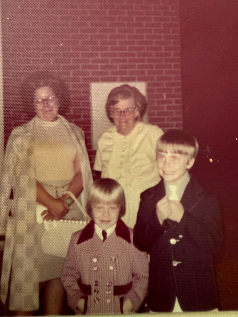 My first cousin sent me this picture. My mother is on the left. The bracelet she has on I gave her. It is synthetic turquoise and was made by my mentor Stanley Mulaik . I was happy to get the picture. Also, happy to see my