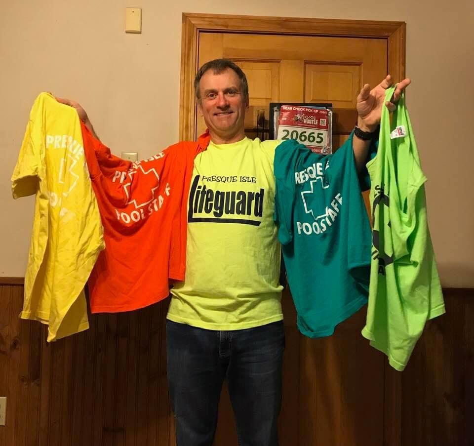 Thank you Joyce Price for the tee shirts !  Presque Isle pool staff a long time ago. I’ll use these for my training runs!!
