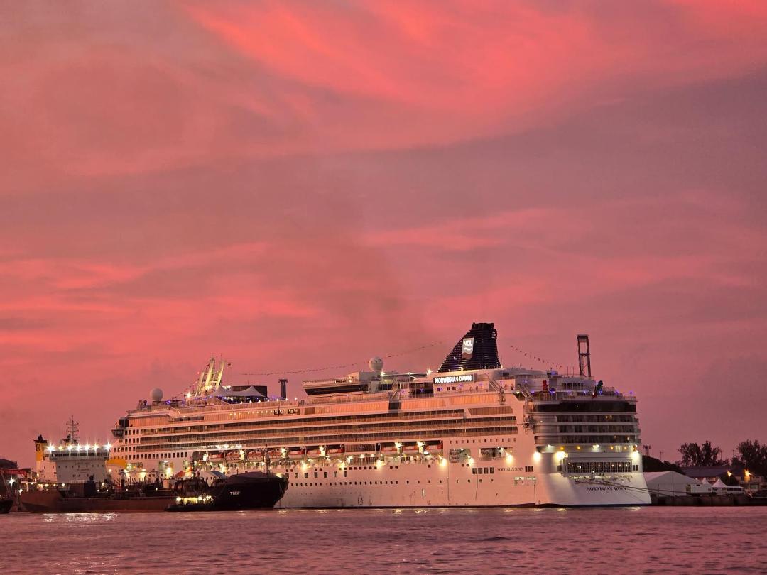 Our NCL cruise ship at sunset
