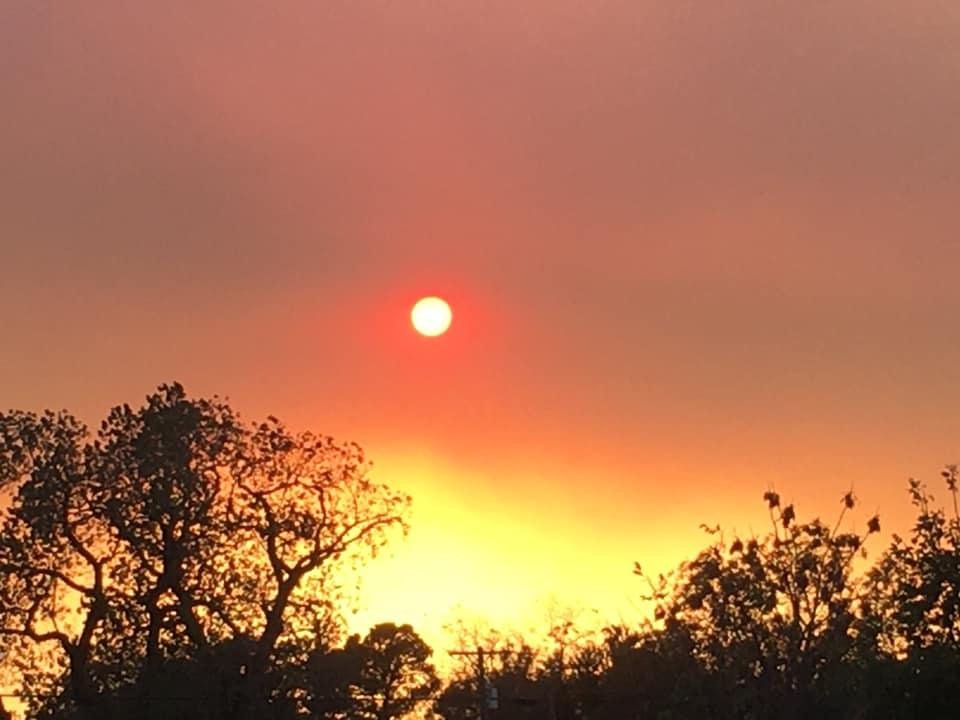 The sun through a cloud of dust! It was so very windy today, West Texas came blowing by!