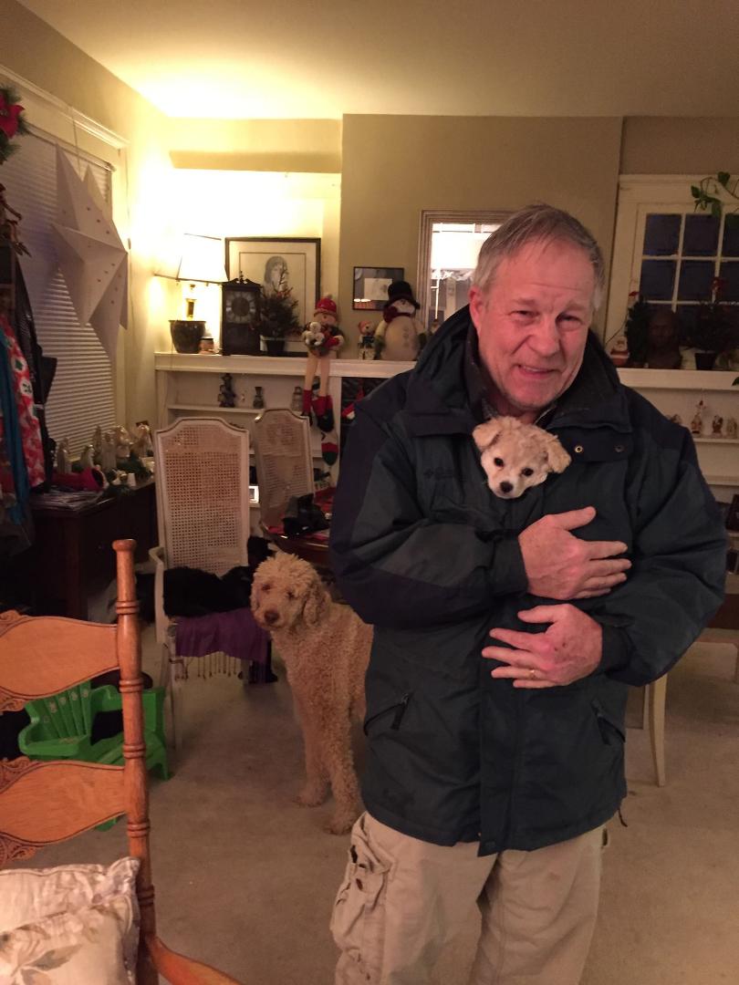 Me with our two dogs, Penny and Bella.