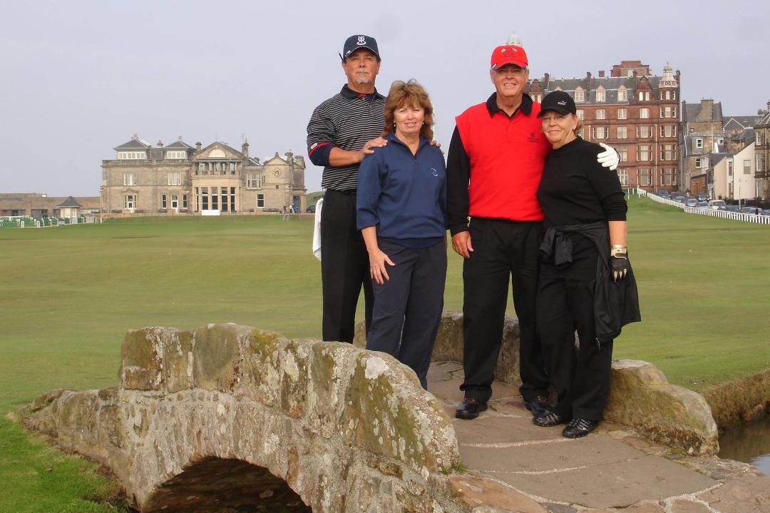 TBT Our good friends, Armand & Fran Morin from Fort Worth in Reno this week to play in Larry's Hidden Valley Member/Guest. This picture was taken at St. Andrews where we all played together a few years ago.