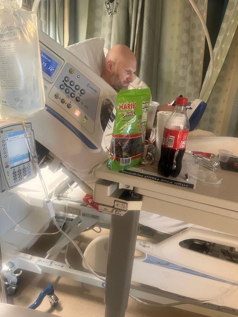 Well he’s in a room n awake. He tried to eat everything in site he was so hungry. But the nurse n I finally got him to understand he has to take it slow. He woke up n could upset his stomach easily from eating to much or to