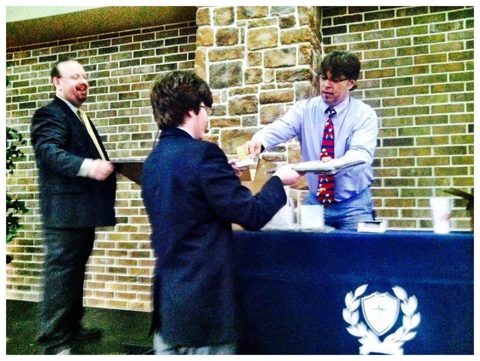 So proud of my son Elijah tonight. He received the 'Louis Armstrong Award' tonight! God bless you, Elijah!