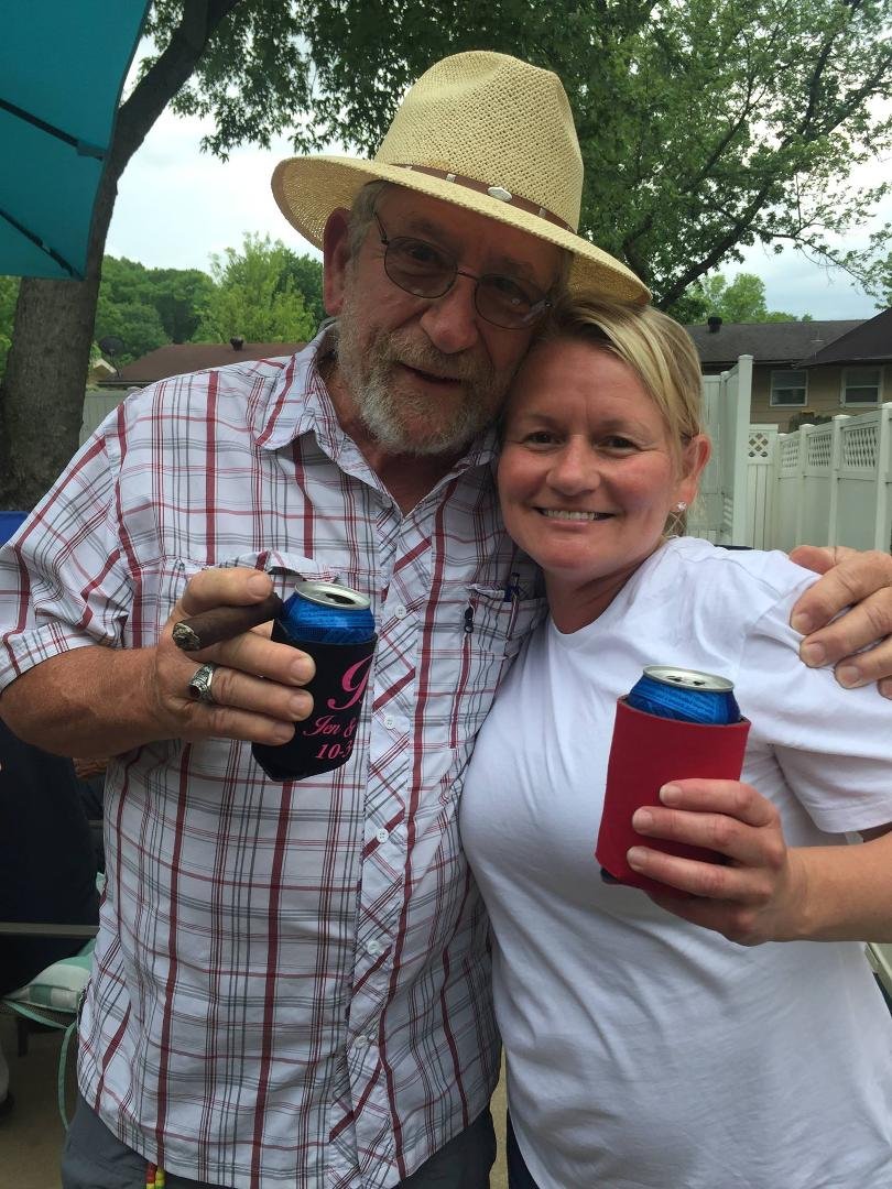 Having a beer with a good friend.
