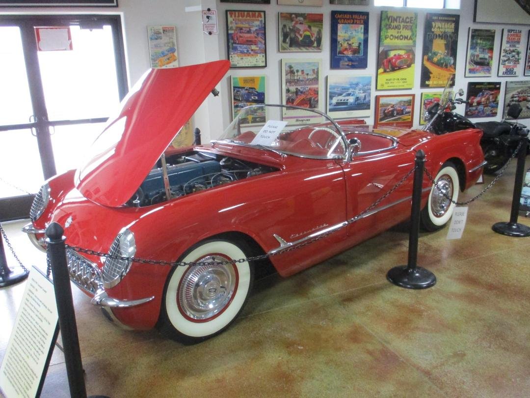 They had a building with many antique cars and this one is a 1954 Corvette that only had six miles on the odometer. There were many very expensive cars there.