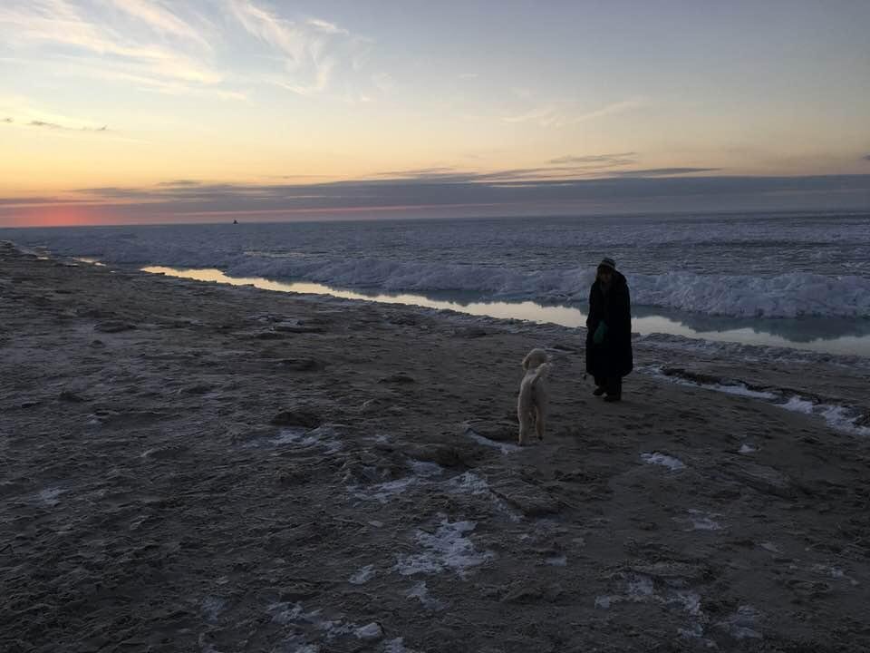 Down at Bank St Beach in Harwich Port watching the sun poke up and looking for the polar bears.
