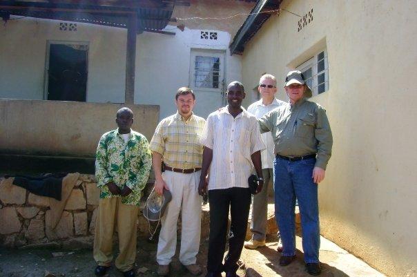 Outside pastor Moses' apartment in Kilgali.