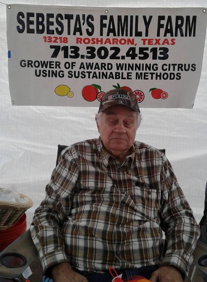 Farmer Sebesta has a wealth of knowledge on growing anything citrus. Meyer lemons and Cara Cara oranges are his specialty. He comes to Pilgrims "Farmers market" every Saturday to share his fruits, growing tips and do's a